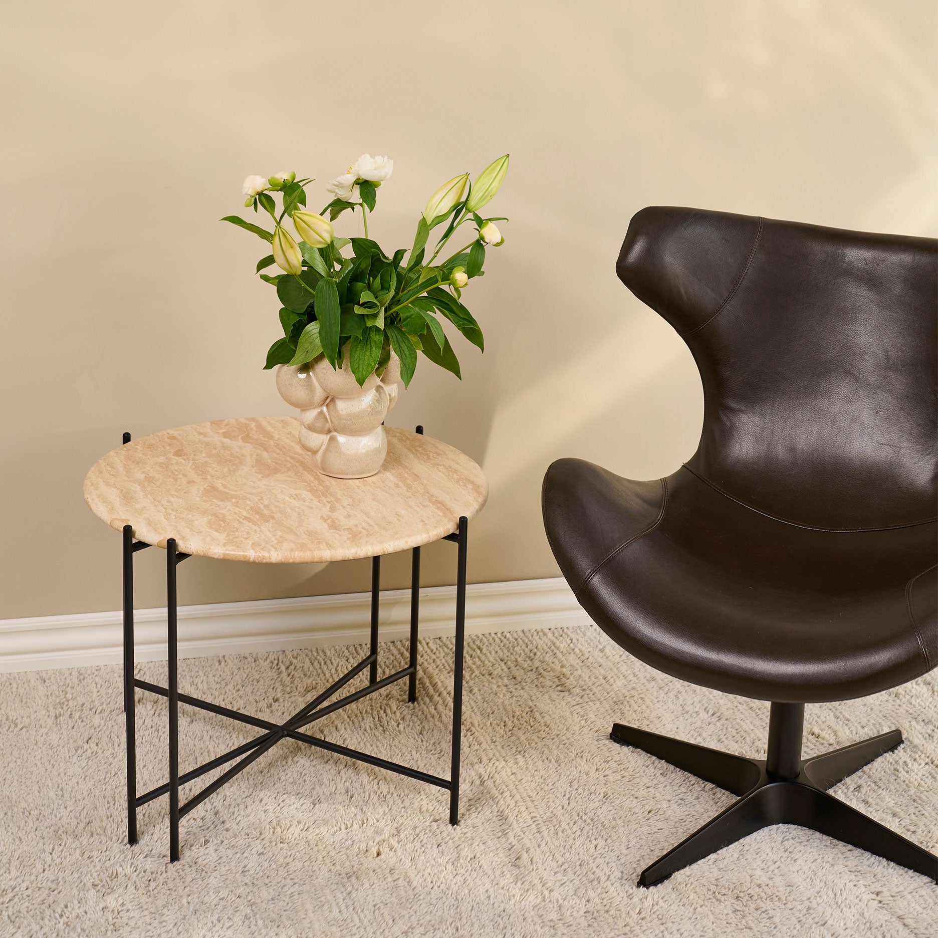 Viola III sofabord i travertin Ø60 cm